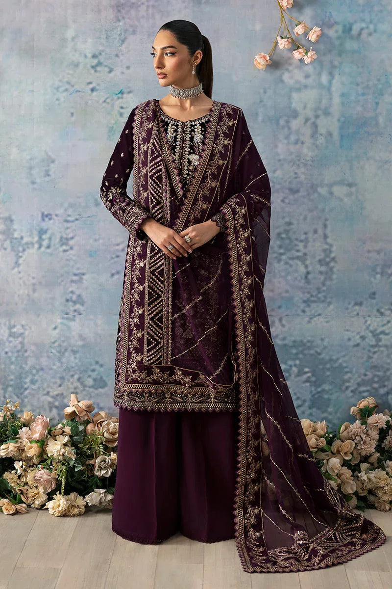 Gulaal | Celeste Velvet 24 | Plum - Aqsa Fabrics