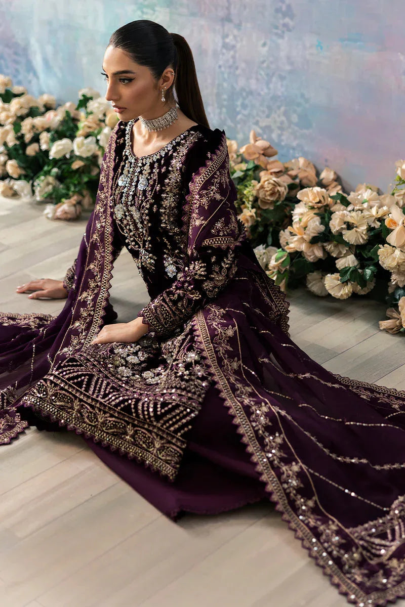Gulaal | Celeste Velvet 24 | Plum - Aqsa Fabrics