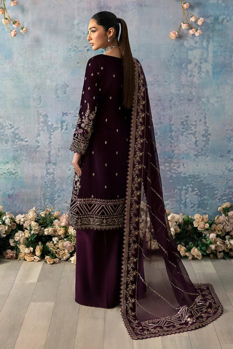 Gulaal | Celeste Velvet 24 | Plum - Aqsa Fabrics