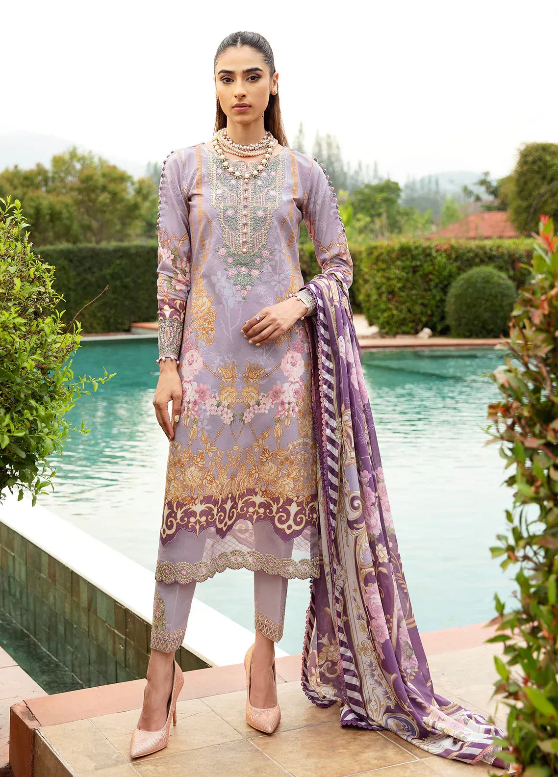 Gulaal | Springtime Ballet | LAVANDE (GL-L-24V1-05) - Aqsa Fabrics