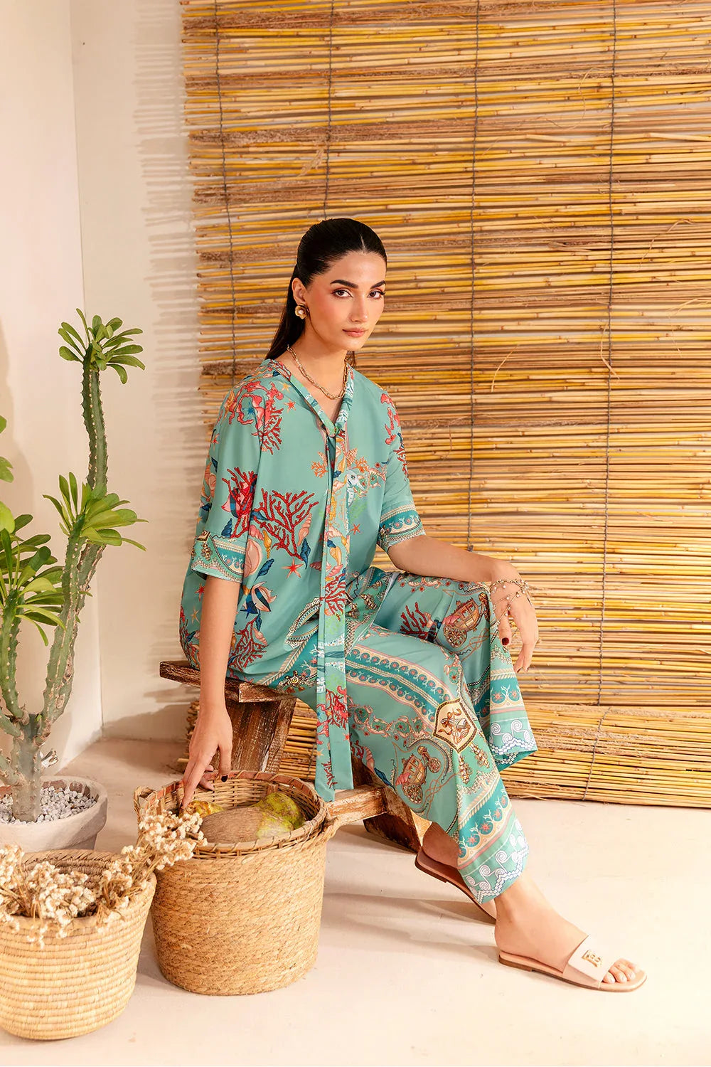 Saira Rizwan | Silk Coords 25 | COASTAL CHARM - SRSP-25-01 - Aqsa Fabrics