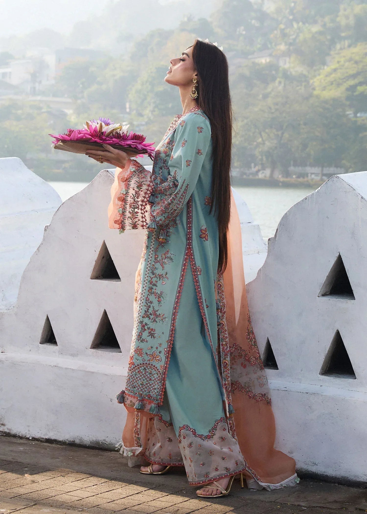 Hussain Rehar | Luxury Lawn 25 | Malibu - Aqsa Fabrics