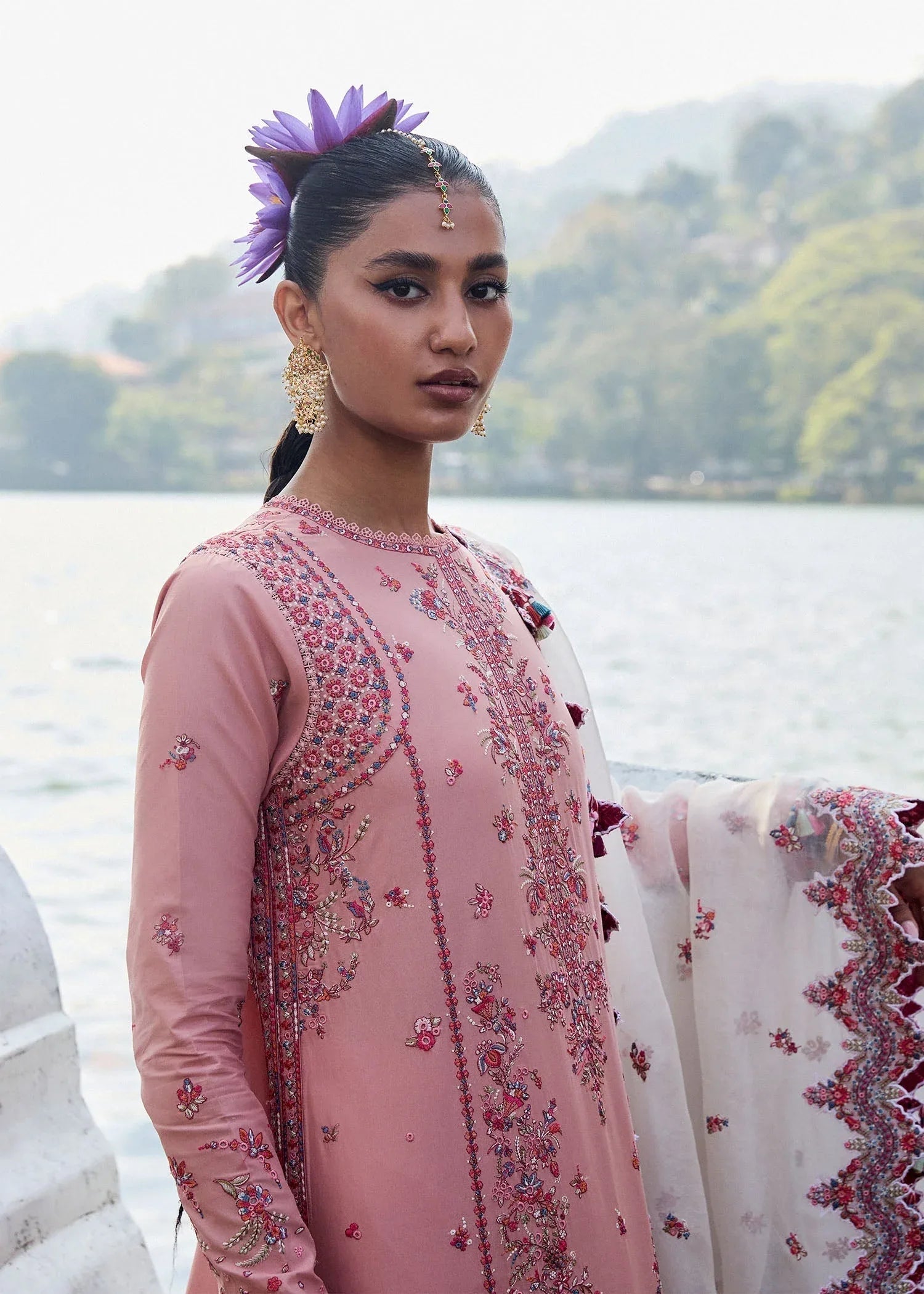 Hussain Rehar | Luxury Lawn 25 | Peaar - Aqsa Fabrics
