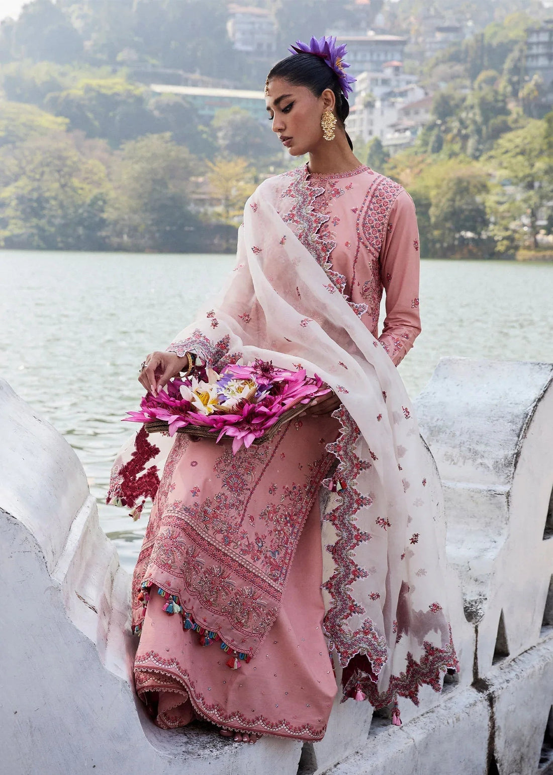 Hussain Rehar | Luxury Lawn 25 | Peaar - Aqsa Fabrics