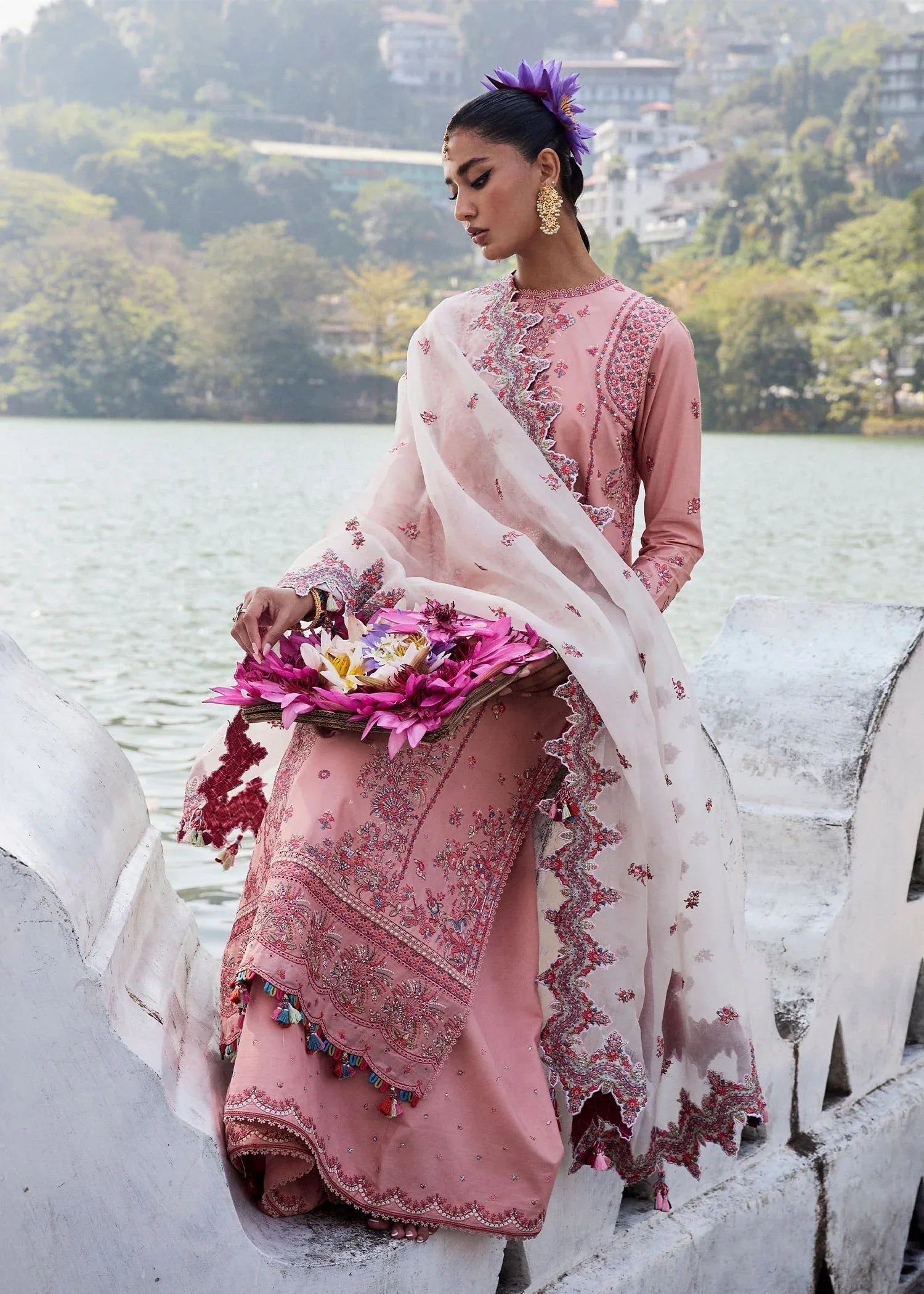 Hussain Rehar | Luxury Lawn 25 | Peaar - Aqsa Fabrics