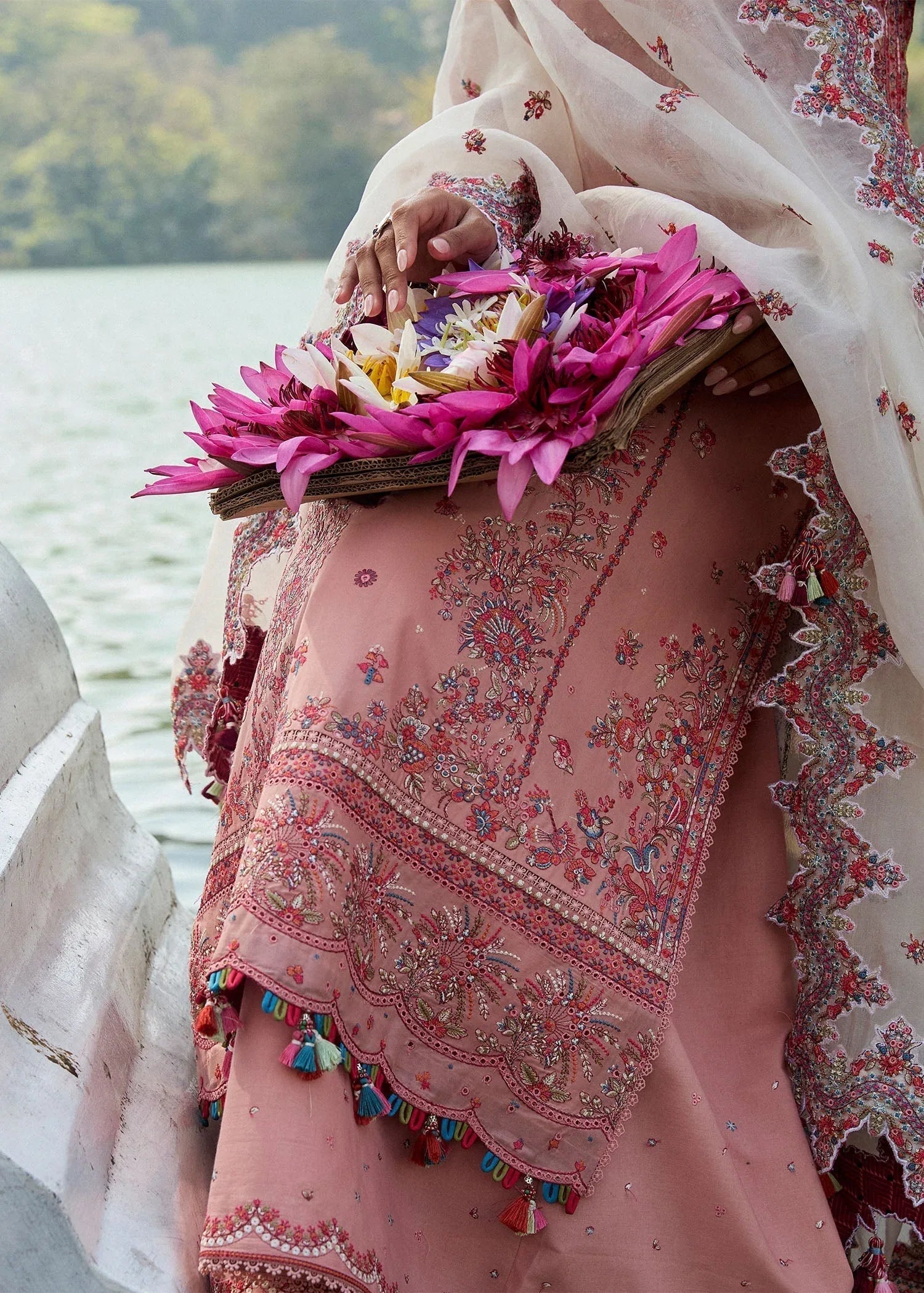Hussain Rehar | Luxury Lawn 25 | Peaar - Aqsa Fabrics
