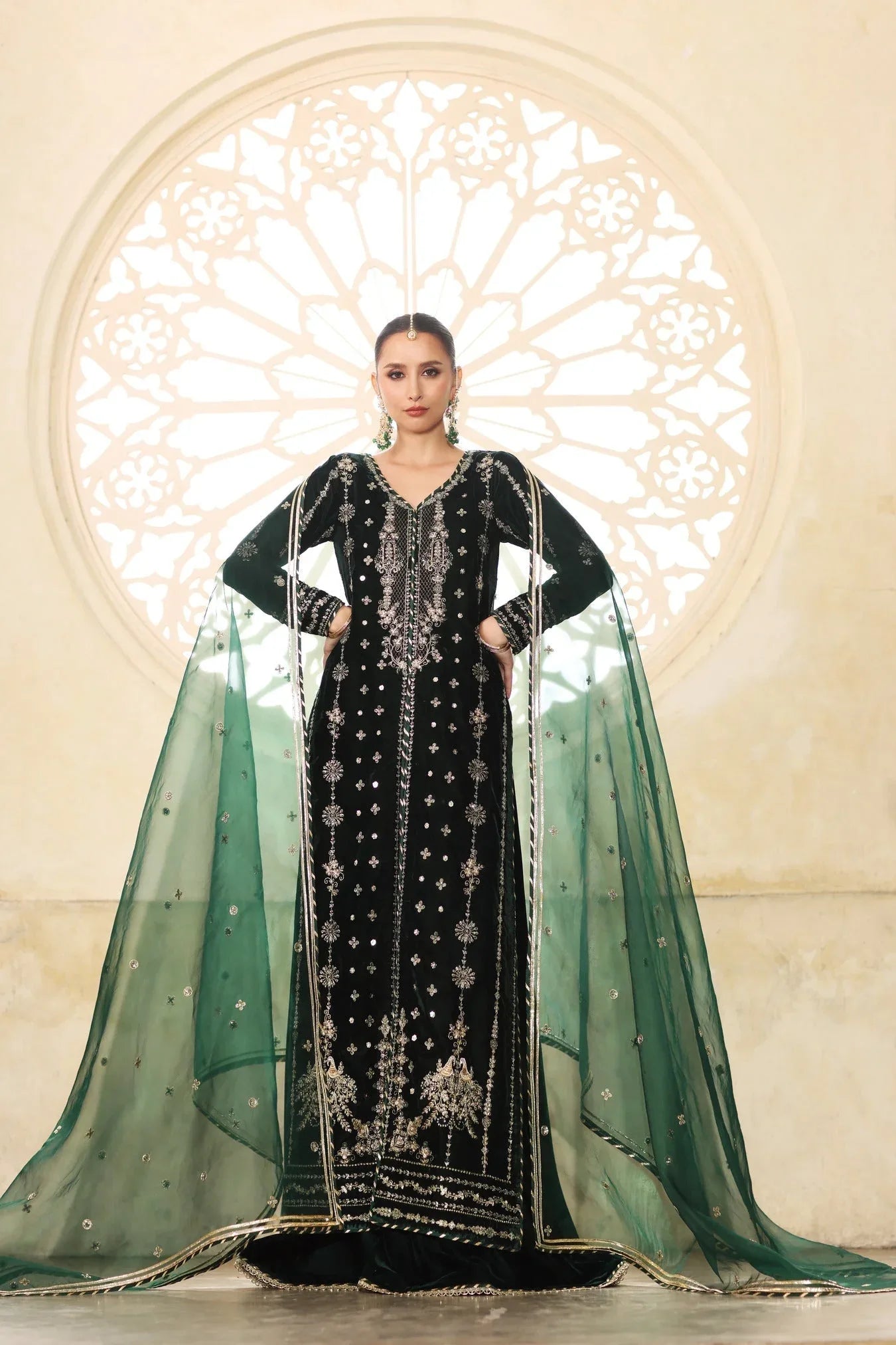 Noor by Saadia Asad | Handcrafted Velvet 25 |Zamurrud - Aqsa Fabrics