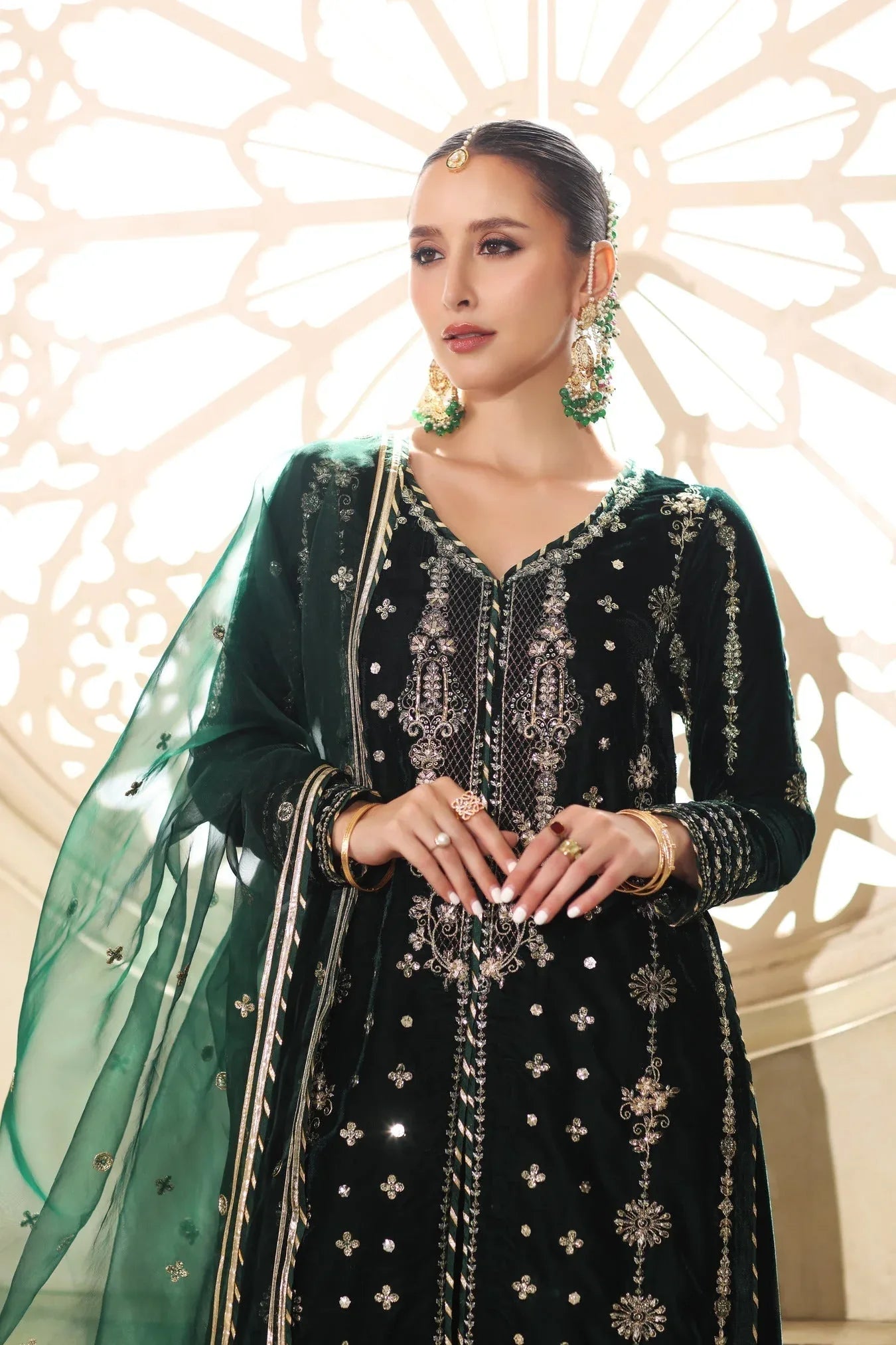Noor by Saadia Asad | Handcrafted Velvet 25 |Zamurrud - Aqsa Fabrics