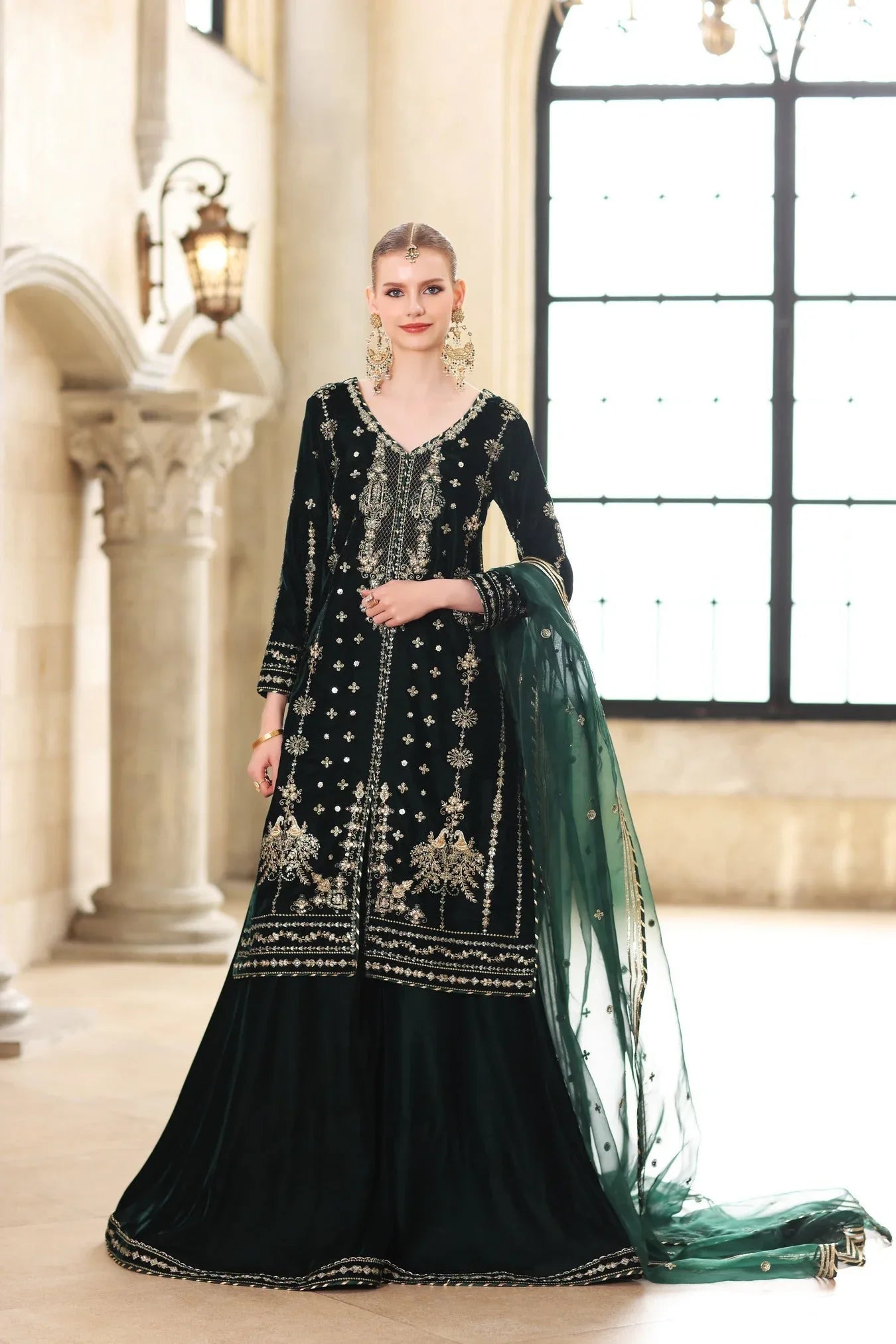 Noor by Saadia Asad | Handcrafted Velvet 25 |Zamurrud - Aqsa Fabrics