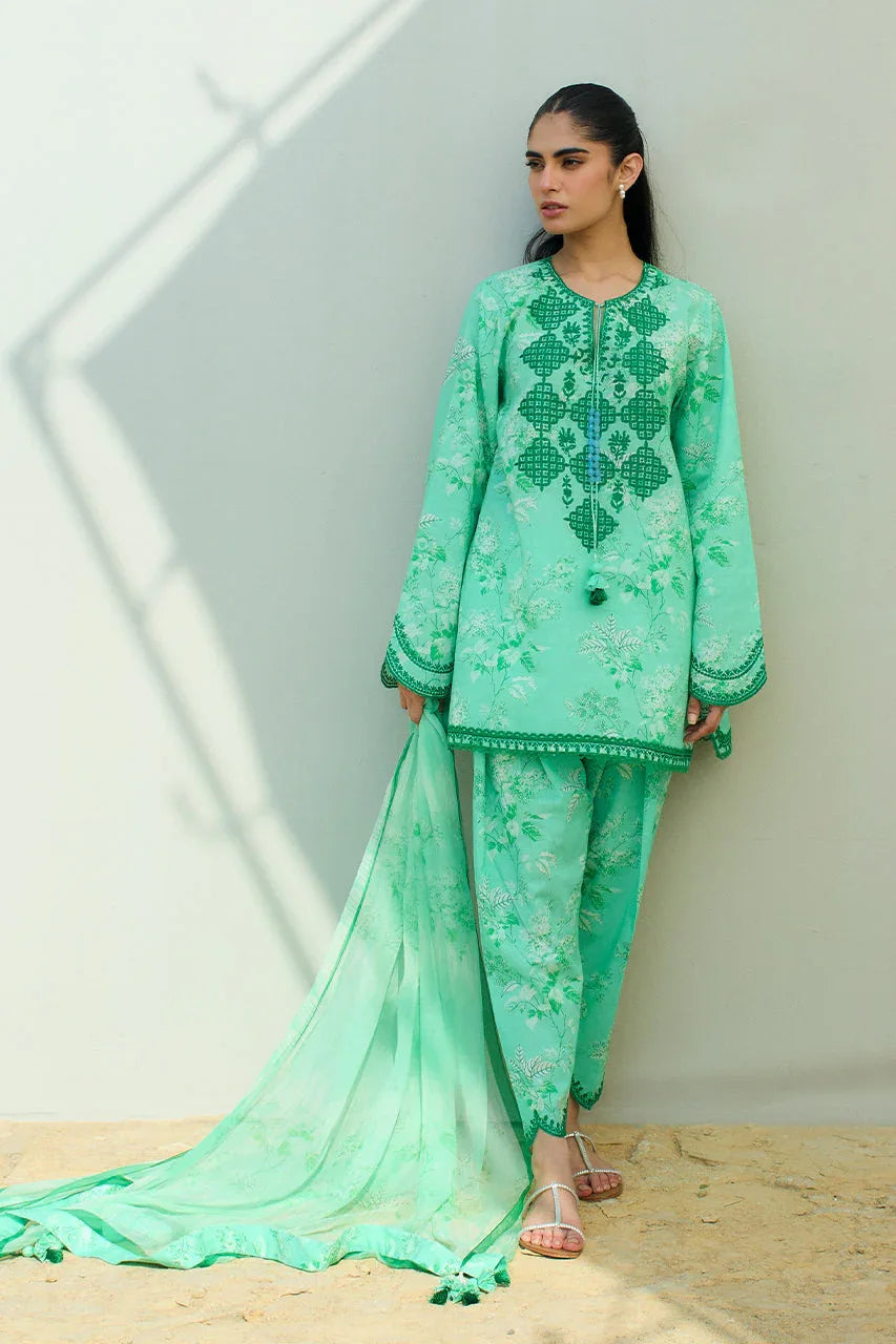 Sania Maskatiya | Luxury Lawn 25 | Azur (B) - Aqsa Fabrics