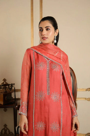Muntaha | Baad e Saba | Zartasha - Coral - Aqsa Fabrics