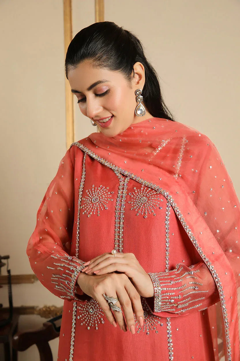 Muntaha | Baad e Saba | Zartasha - Coral - Aqsa Fabrics