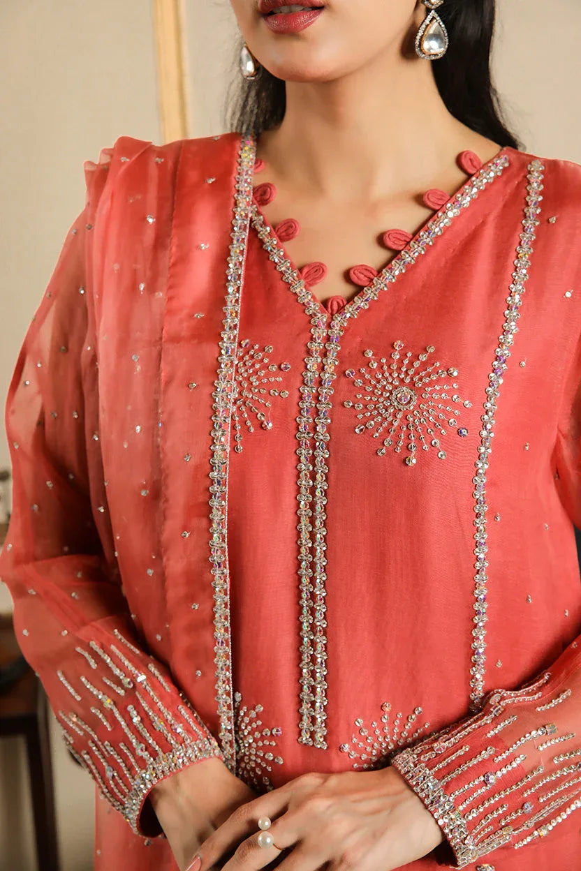 Muntaha | Baad e Saba | Zartasha - Coral - Aqsa Fabrics
