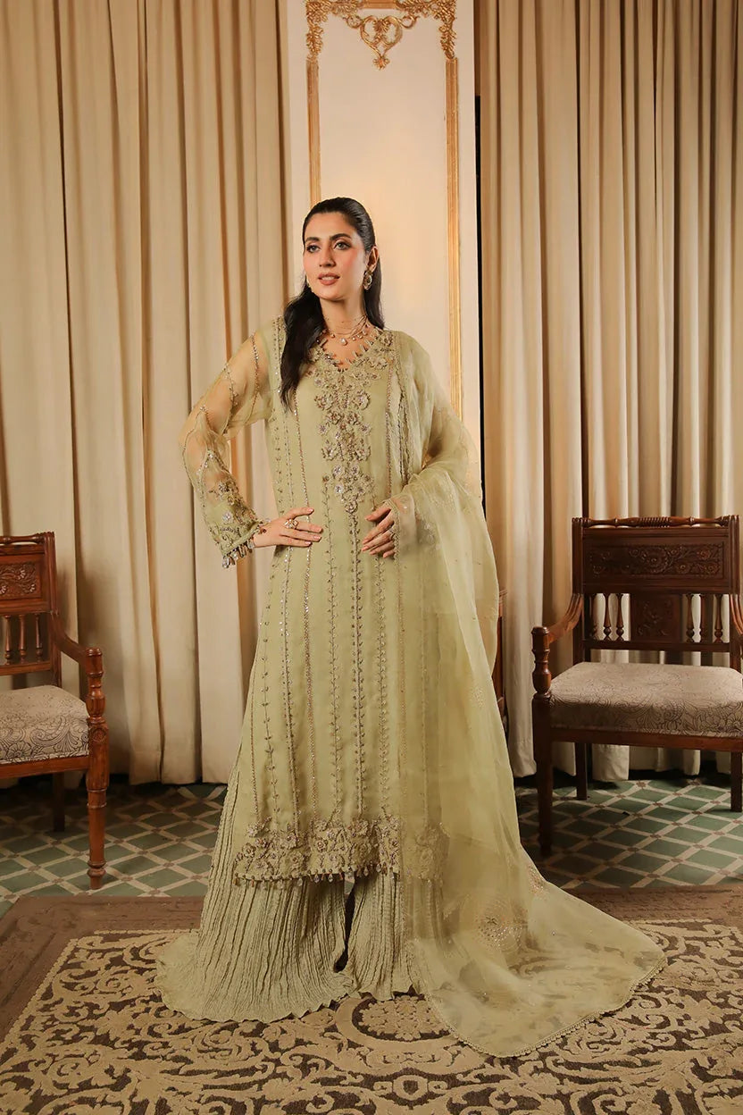 Muntaha | Baad e Saba | Zarafshaan - Pistachio - Aqsa Fabrics