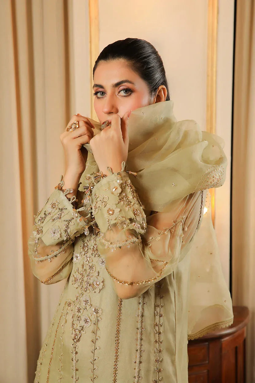 Muntaha | Baad e Saba | Zarafshaan - Pistachio - Aqsa Fabrics