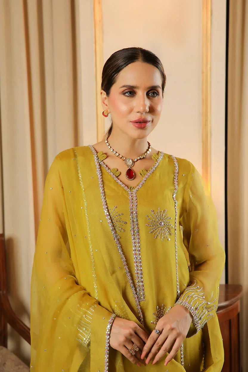 Muntaha | Baad e Saba | Zartasha  Moss Yellow - Aqsa Fabrics