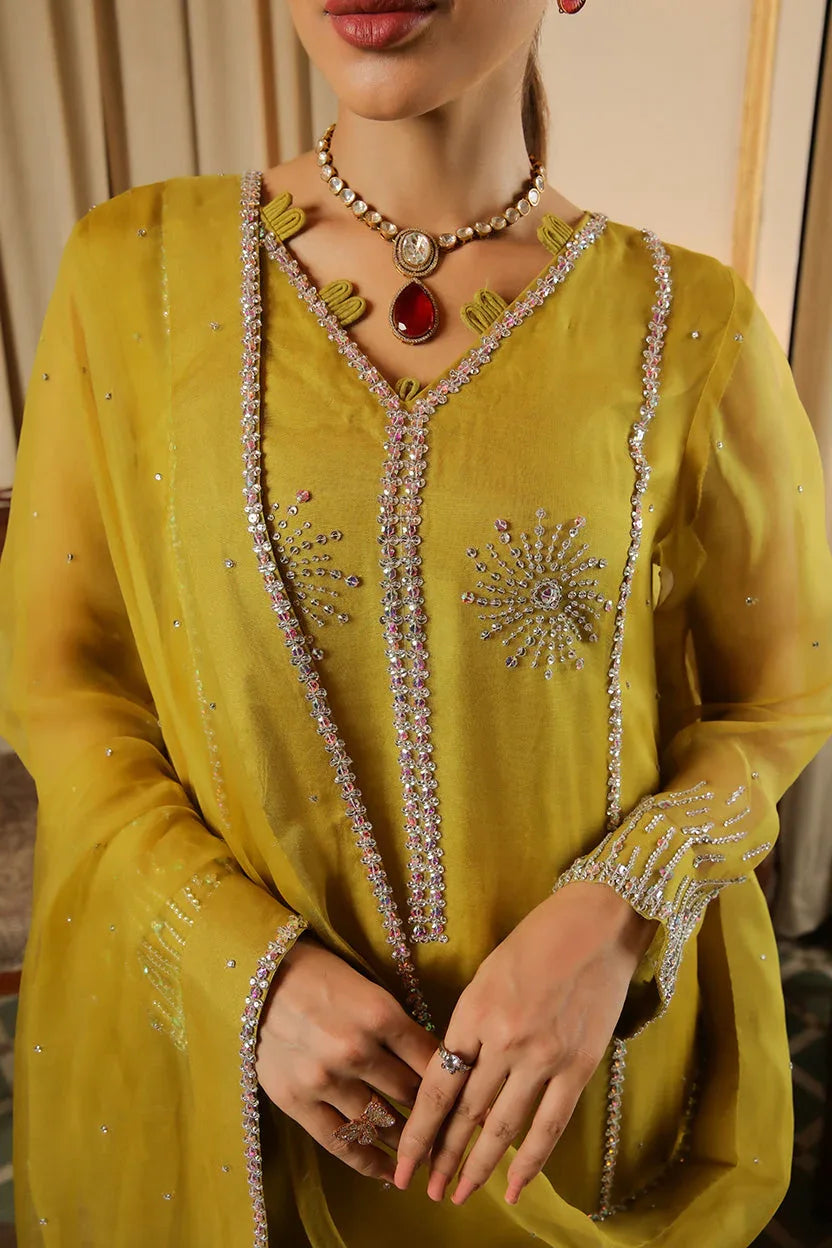 Muntaha | Baad e Saba | Zartasha  Moss Yellow - Aqsa Fabrics