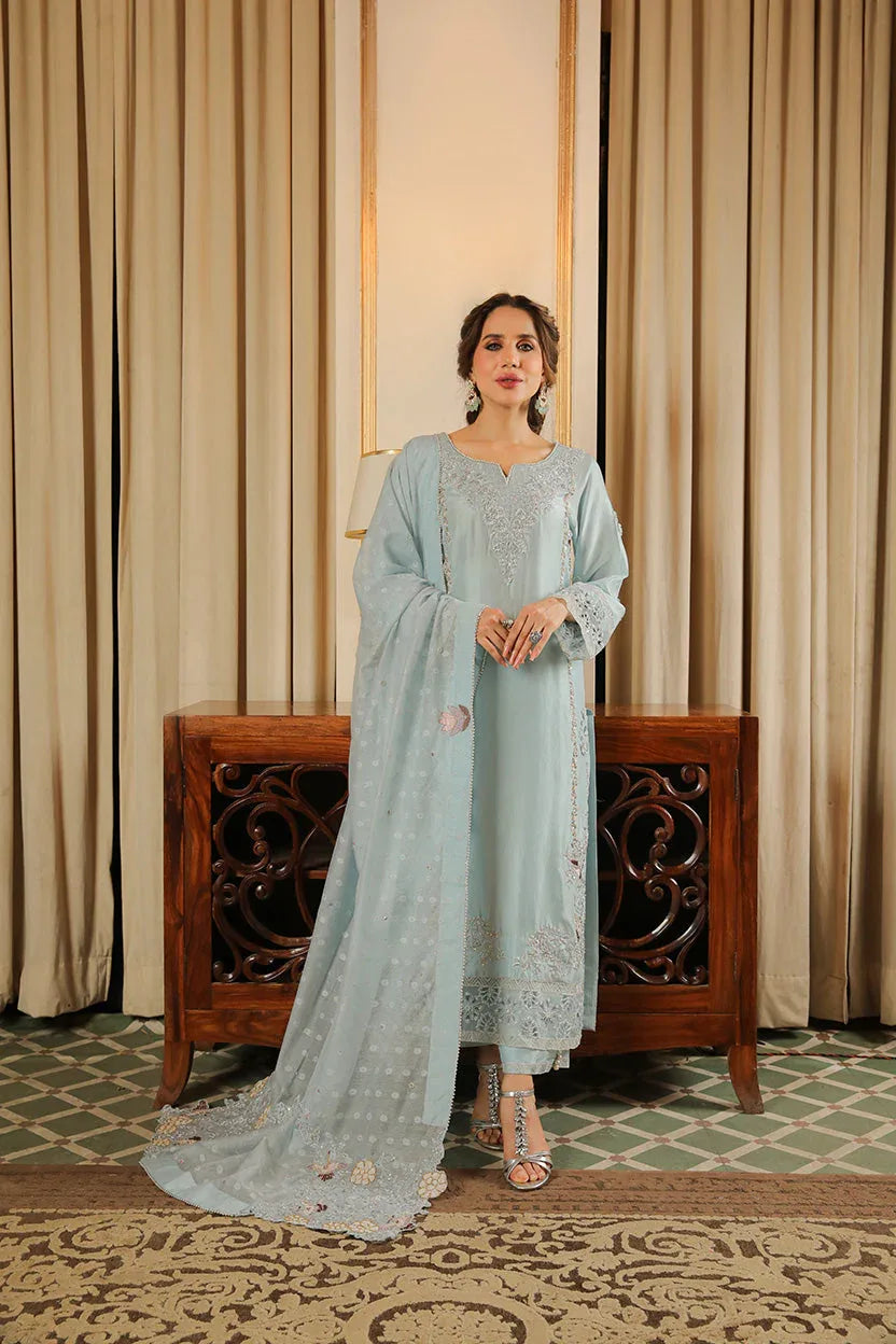 Muntaha | Baad e Saba | Zoya  Ice Blue - Aqsa Fabrics