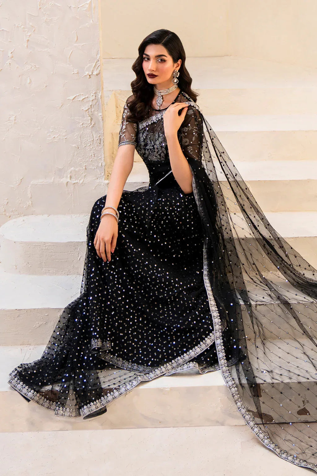 IZNIK Chinon Vol-02 Embroidered Net 3Pc Suit CC-50 - Aqsa Fabrics