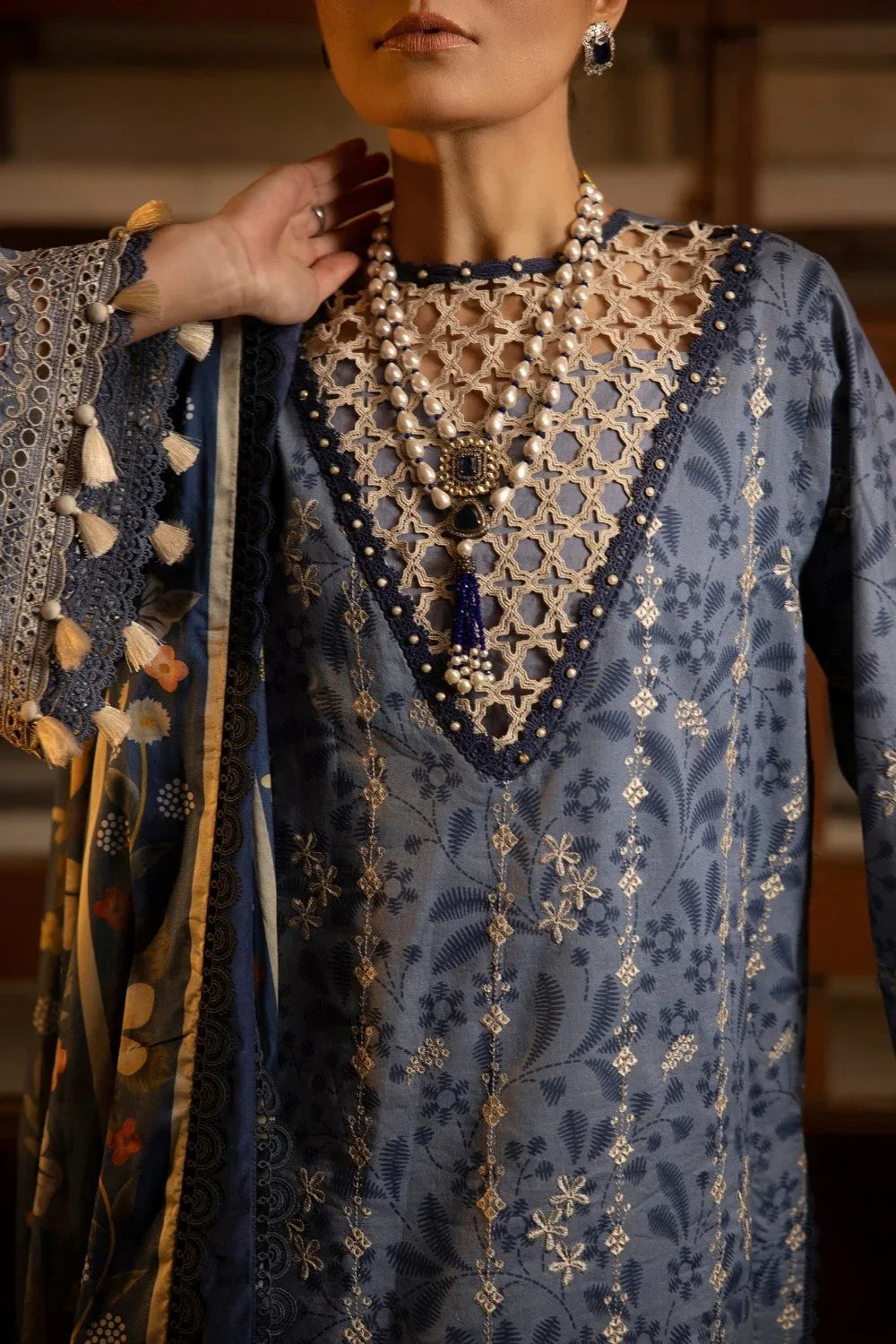 Ittehad | Embroidered Lawn | I-15 - Aqsa Fabrics