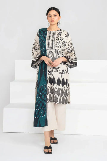 Ittehad | Printed Lawn 24 | IP3P02-3PS-BGE - Aqsa Fabrics