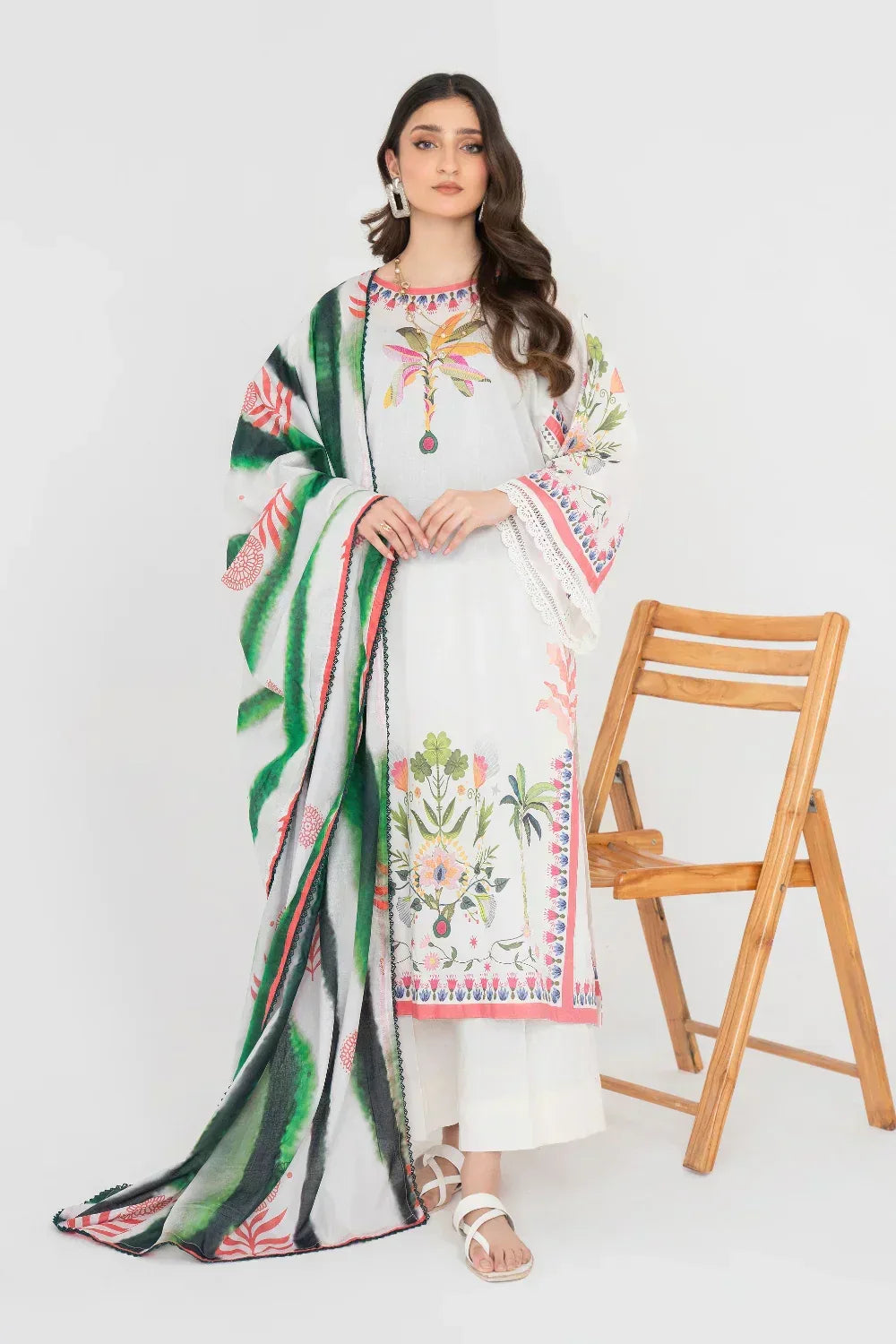 Ittehad | Printed Lawn 24 | IP3P05-3PS-OWH - Aqsa Fabrics