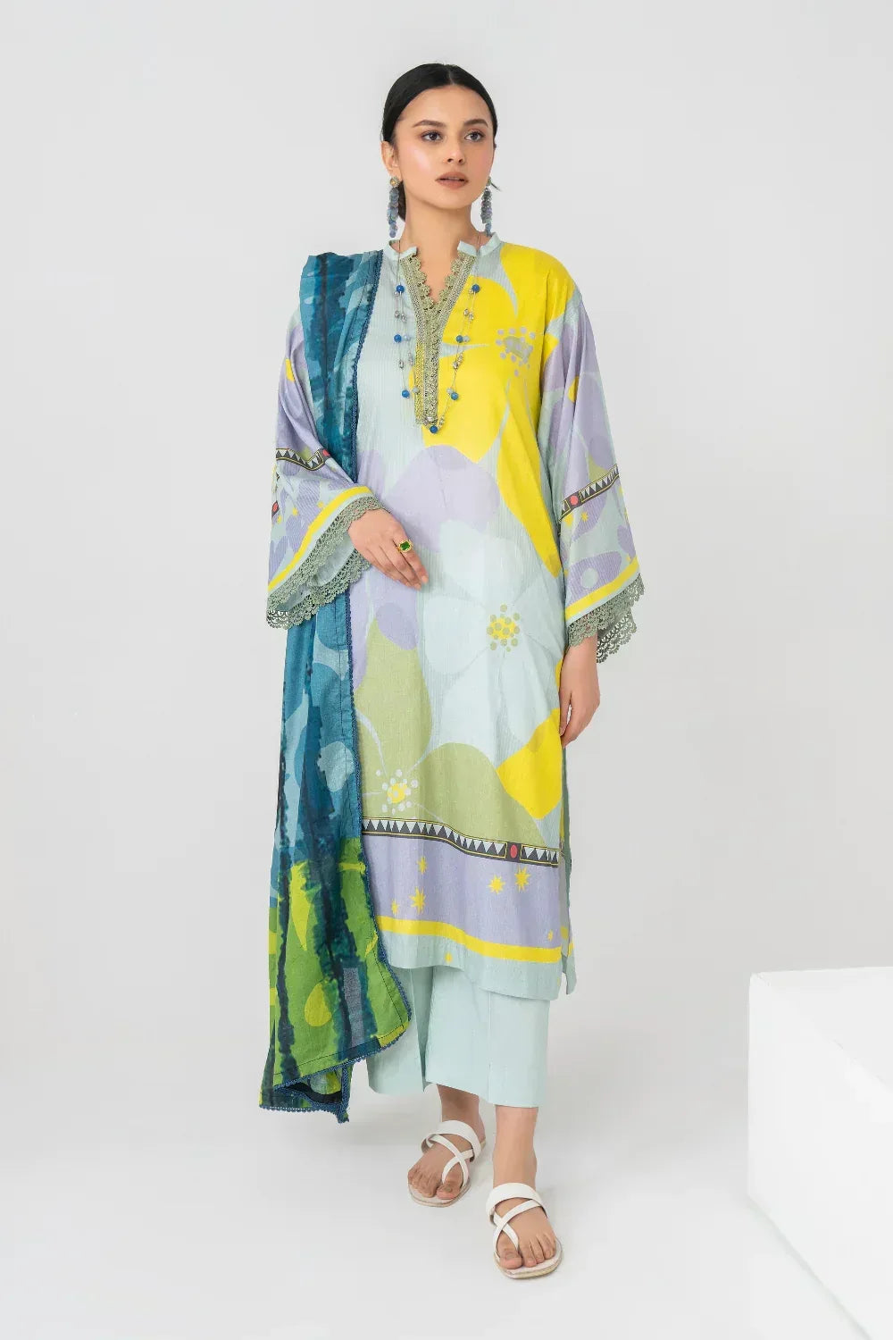 Ittehad | Printed Lawn 24 | IP3P07-3PS-LGR - Aqsa Fabrics