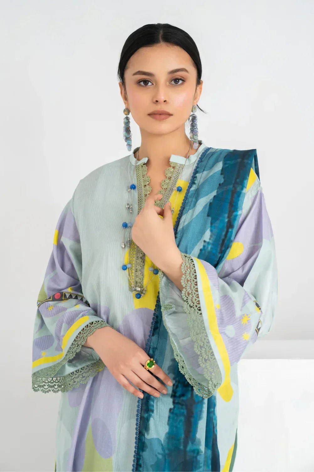 Ittehad | Printed Lawn 24 | IP3P07-3PS-LGR - Aqsa Fabrics