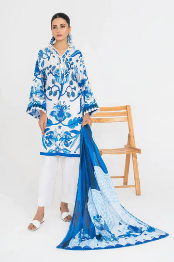 Ittehad | Printed Lawn 24 | IP3P10-3PS-BLU - Aqsa Fabrics