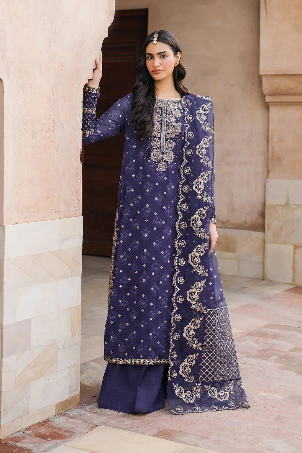 Iznik | Bandhani | UE-325 Embroidered Chiffon - Aqsa Fabrics
