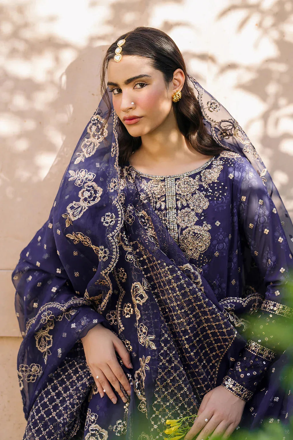 Iznik | Bandhani | UE-325 Embroidered Chiffon - Aqsa Fabrics