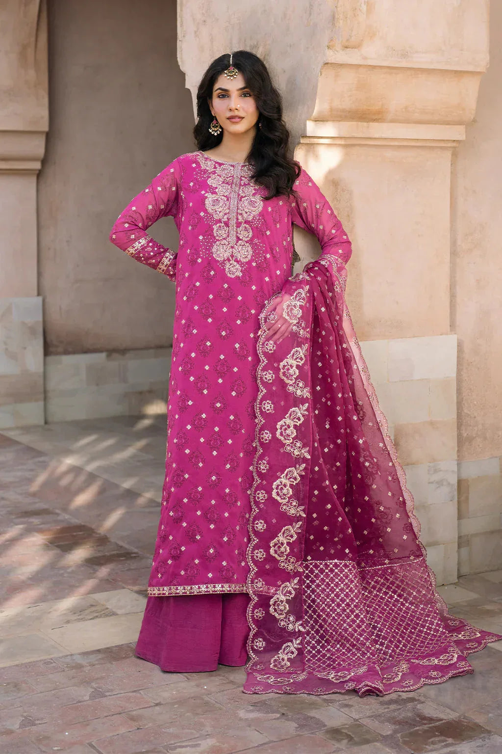 Iznik | Bandhani | UE-326 Embroidered Chiffon - Aqsa Fabrics