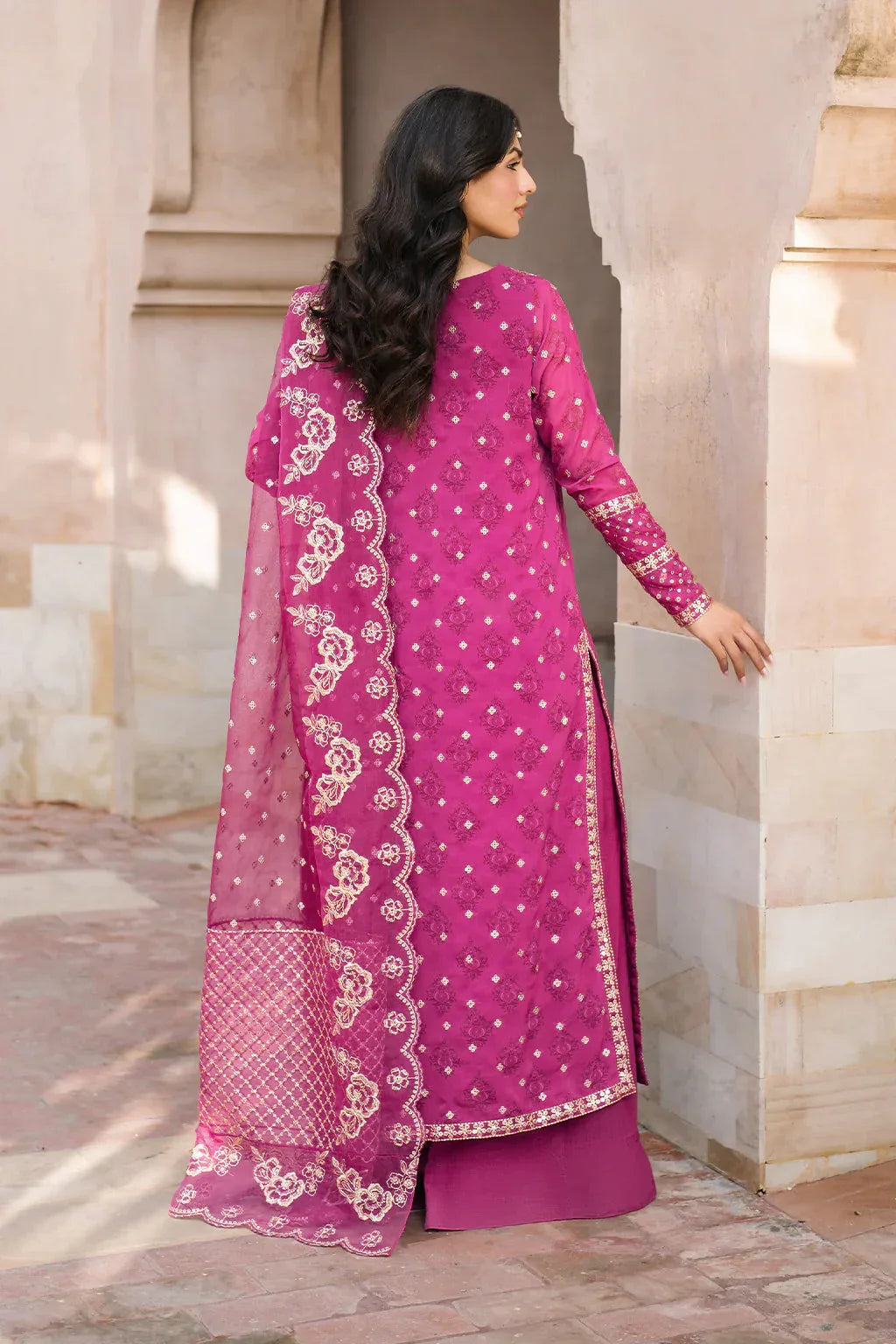 Iznik | Bandhani | UE-326 Embroidered Chiffon - Aqsa Fabrics