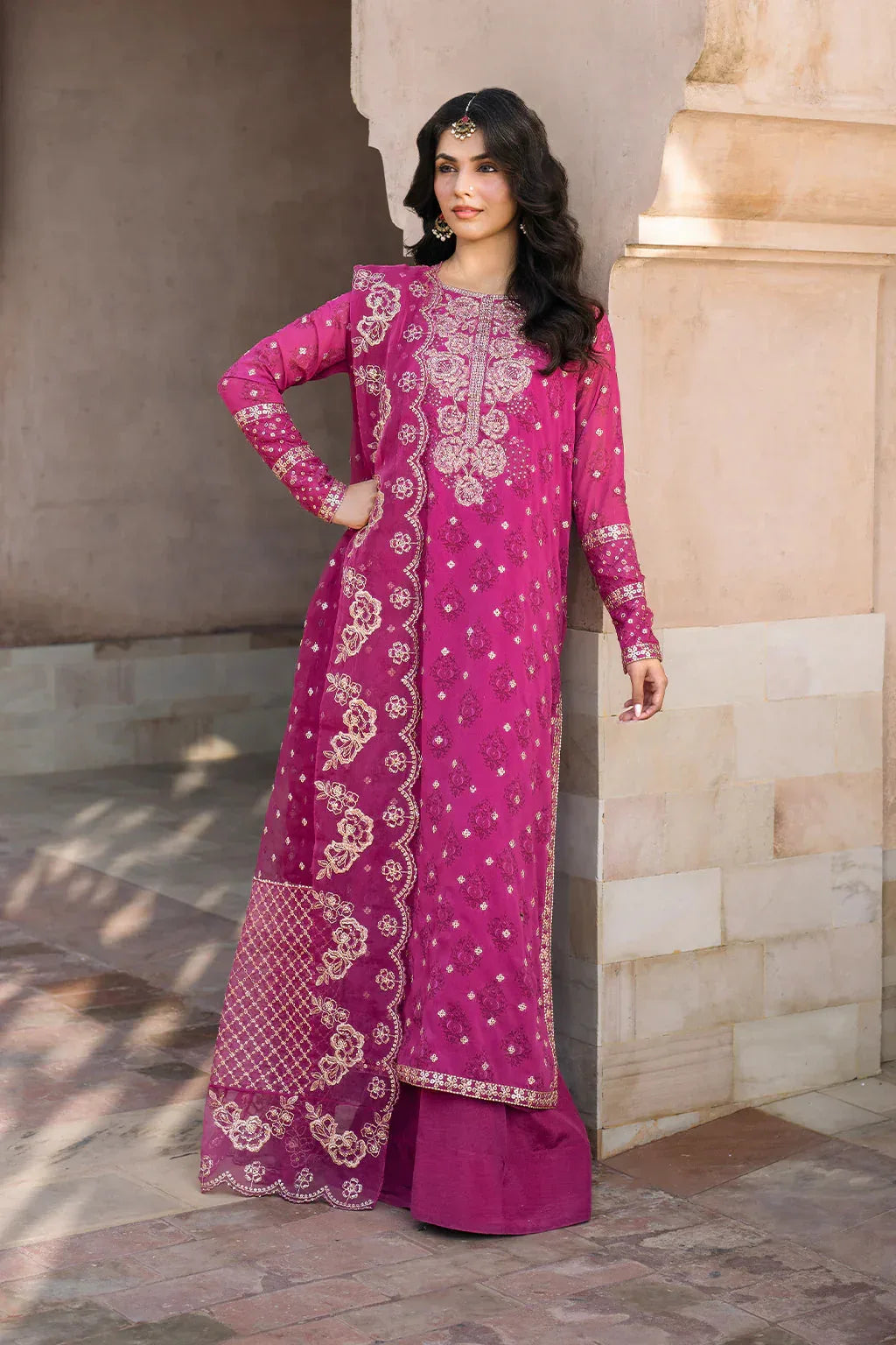 Iznik | Bandhani | UE-326 Embroidered Chiffon - Aqsa Fabrics