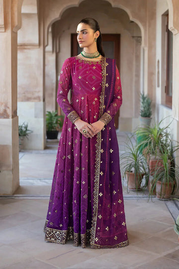 Iznik | Bandhani | UE-327 Embroidered Chiffon - Aqsa Fabrics