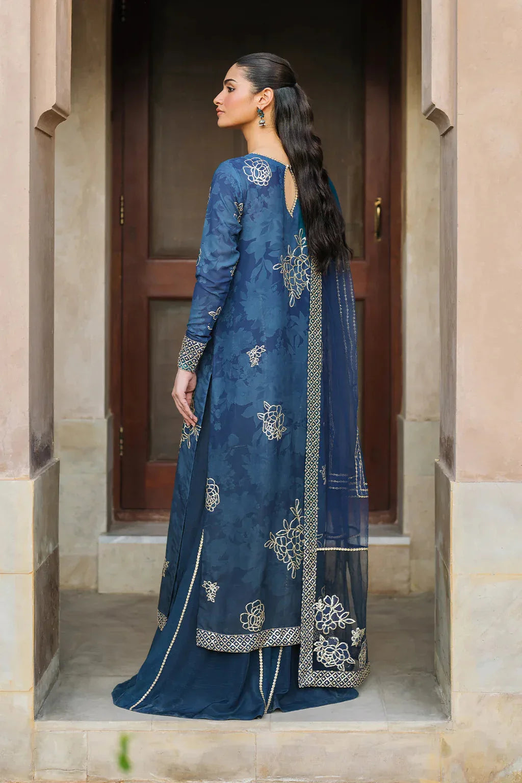 Iznik | Bandhani | UE-331 Embroidered Chiffon - Aqsa Fabrics