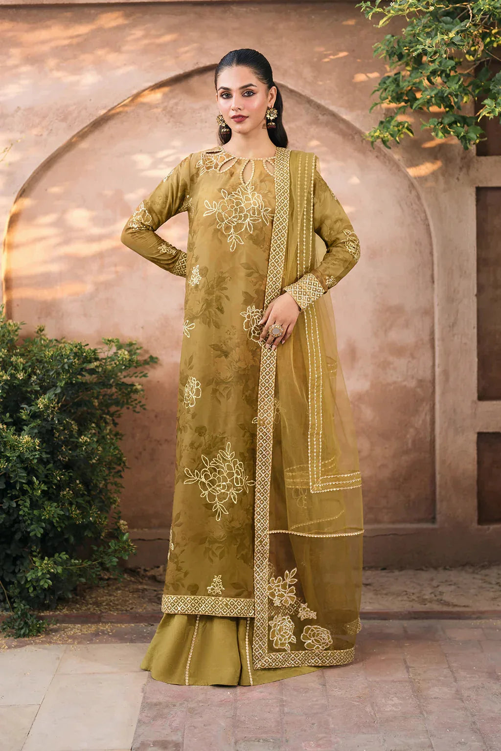 Iznik | Bandhani | UE-332 Embroidered Chiffon - Aqsa Fabrics