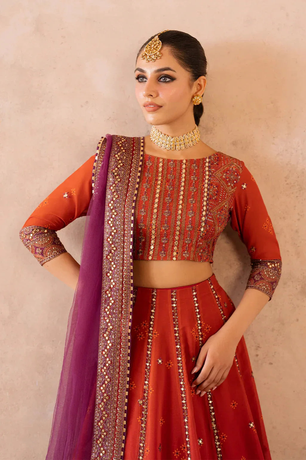 Iznik | Bandhani | UE-334 Embroidered Chiffon - Aqsa Fabrics