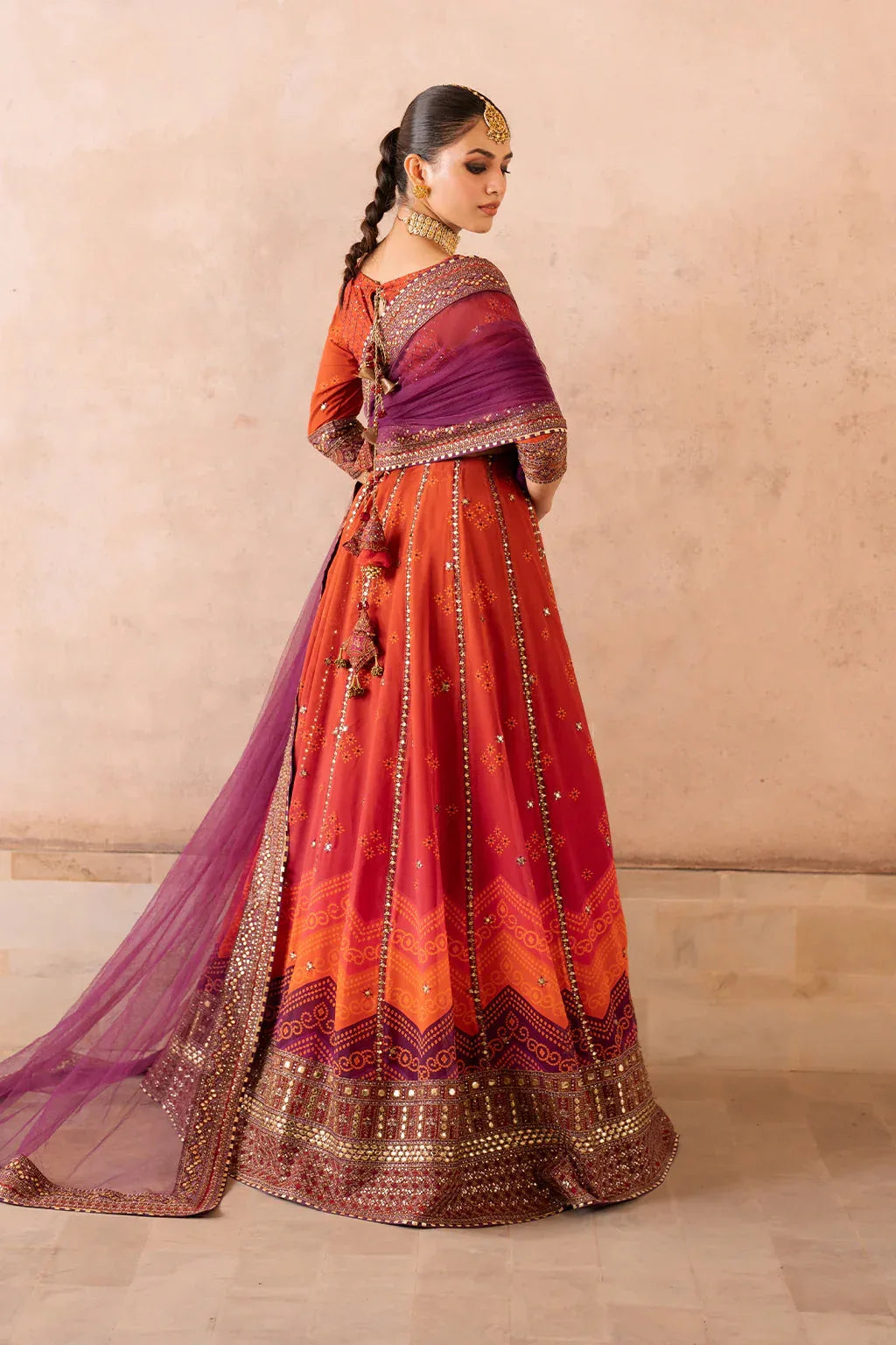 Iznik | Bandhani | UE-334 Embroidered Chiffon - Aqsa Fabrics