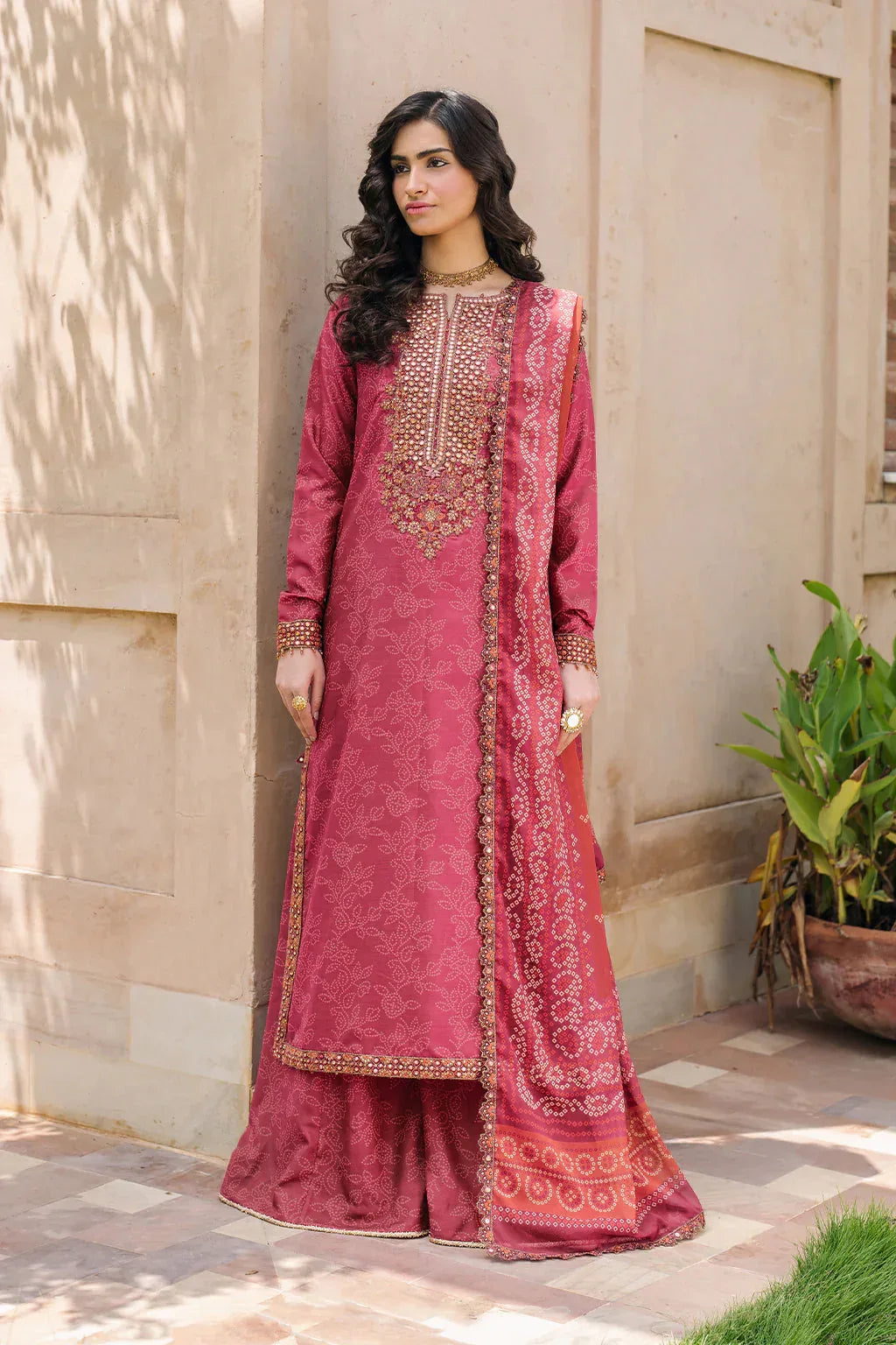 Iznik | Bandhani | UE-336 Embroidered Chiffon - Aqsa Fabrics