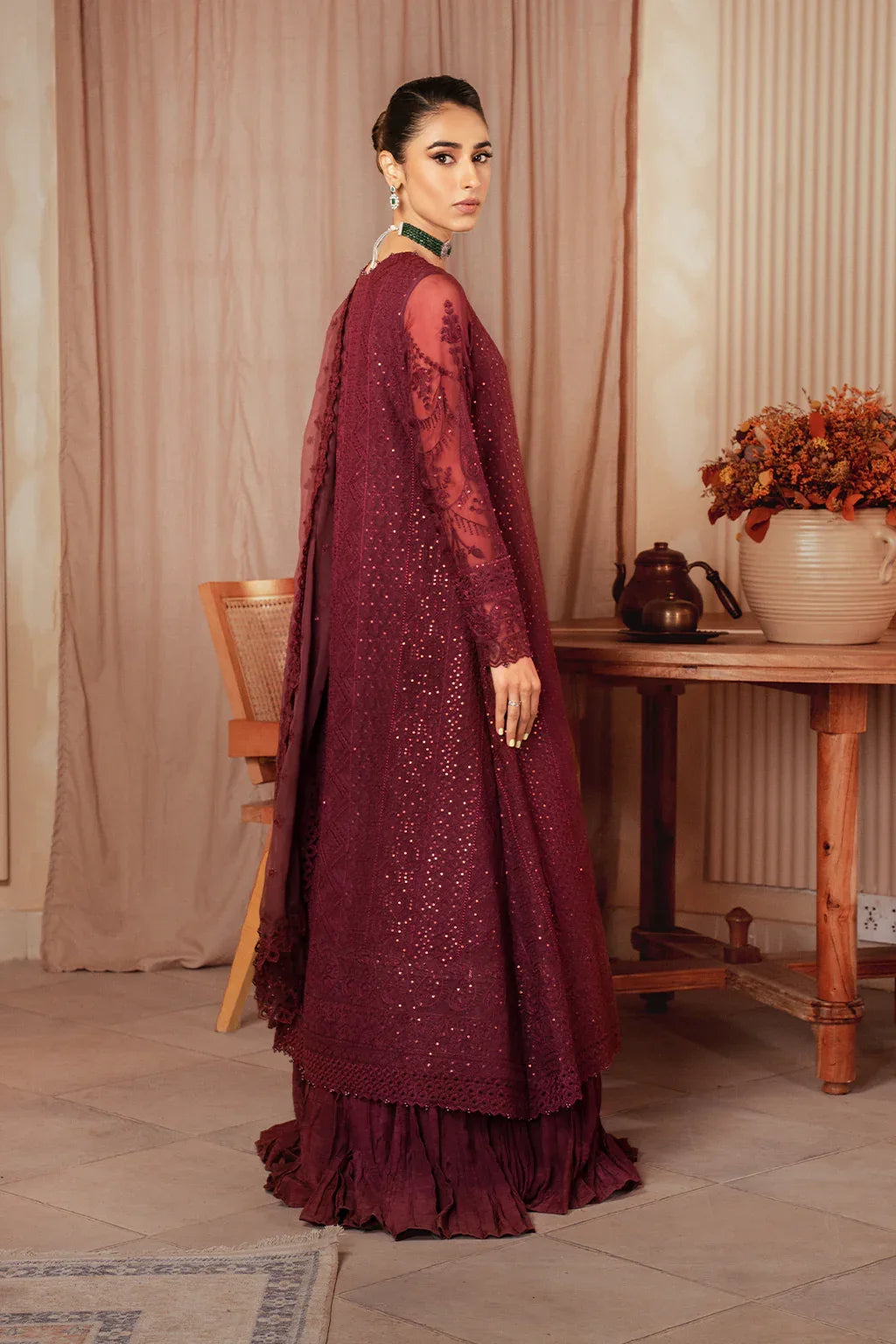 Iznik | Chiffonkari Formals | ICK-01 Embroidered Chiffon - Aqsa Fabrics