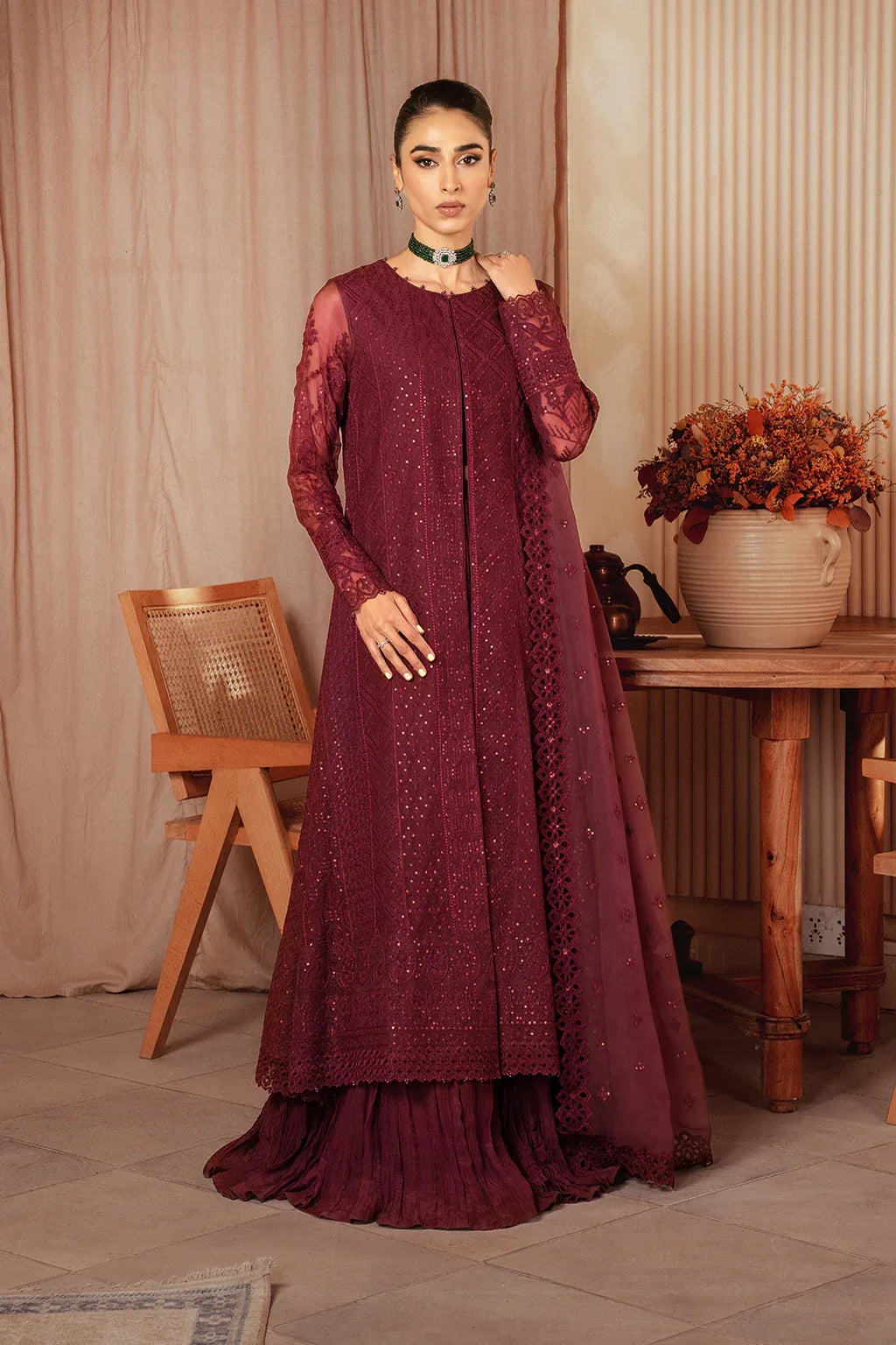 Iznik | Chiffonkari Formals | ICK-01 Embroidered Chiffon - Aqsa Fabrics