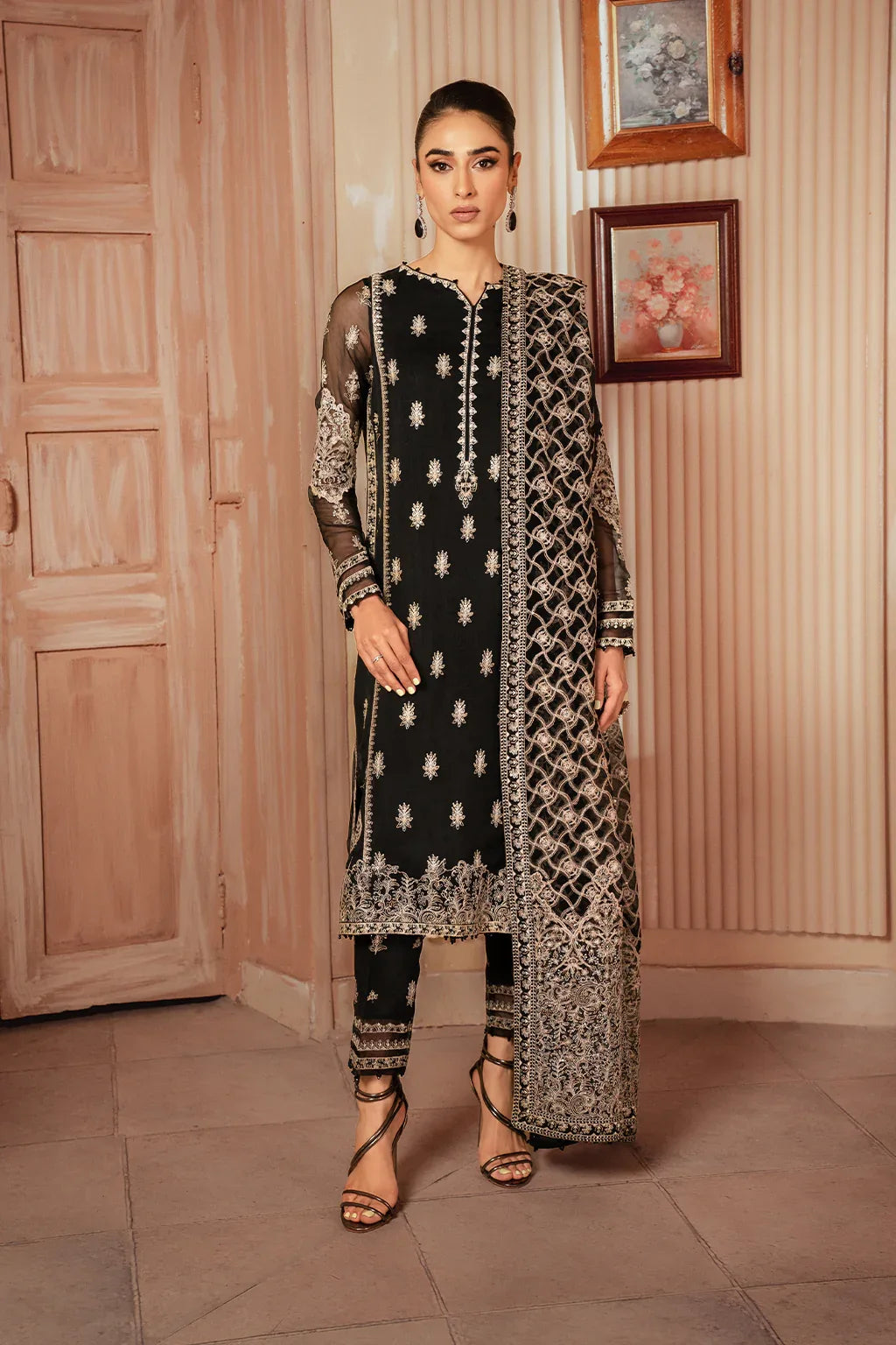 Iznik | Chiffonkari Formals | ICK-03 Embroidered Chiffon - Aqsa Fabrics