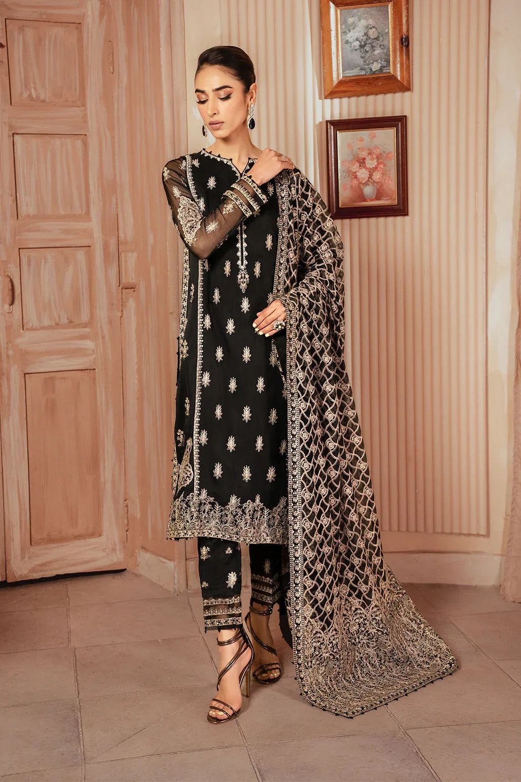 Iznik | Chiffonkari Formals | ICK-03 Embroidered Chiffon - Aqsa Fabrics