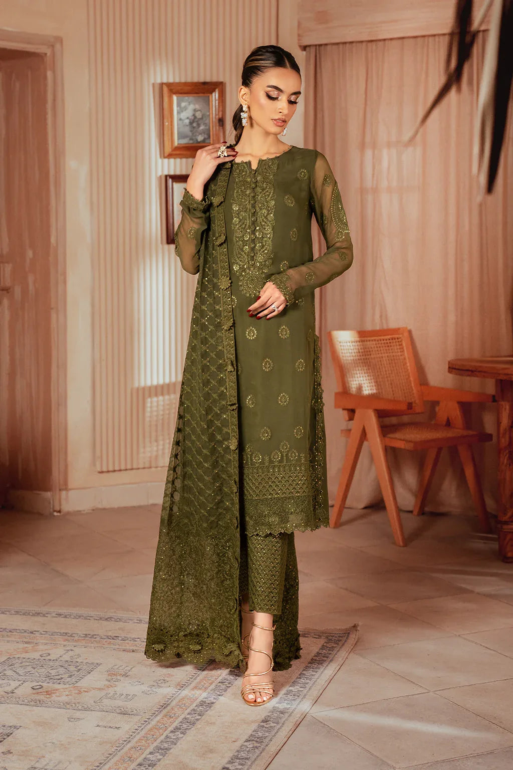Iznik | Chiffonkari Formals | ICK-05 Embroidered Chiffon - Aqsa Fabrics