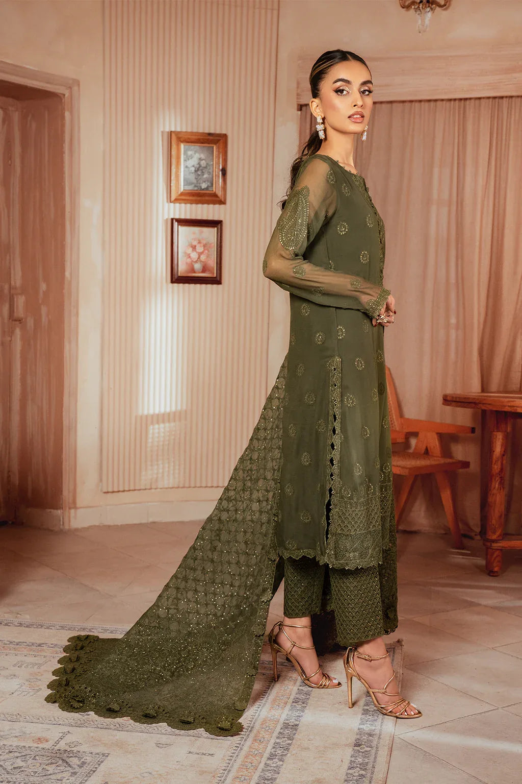 Iznik | Chiffonkari Formals | ICK-05 Embroidered Chiffon - Aqsa Fabrics