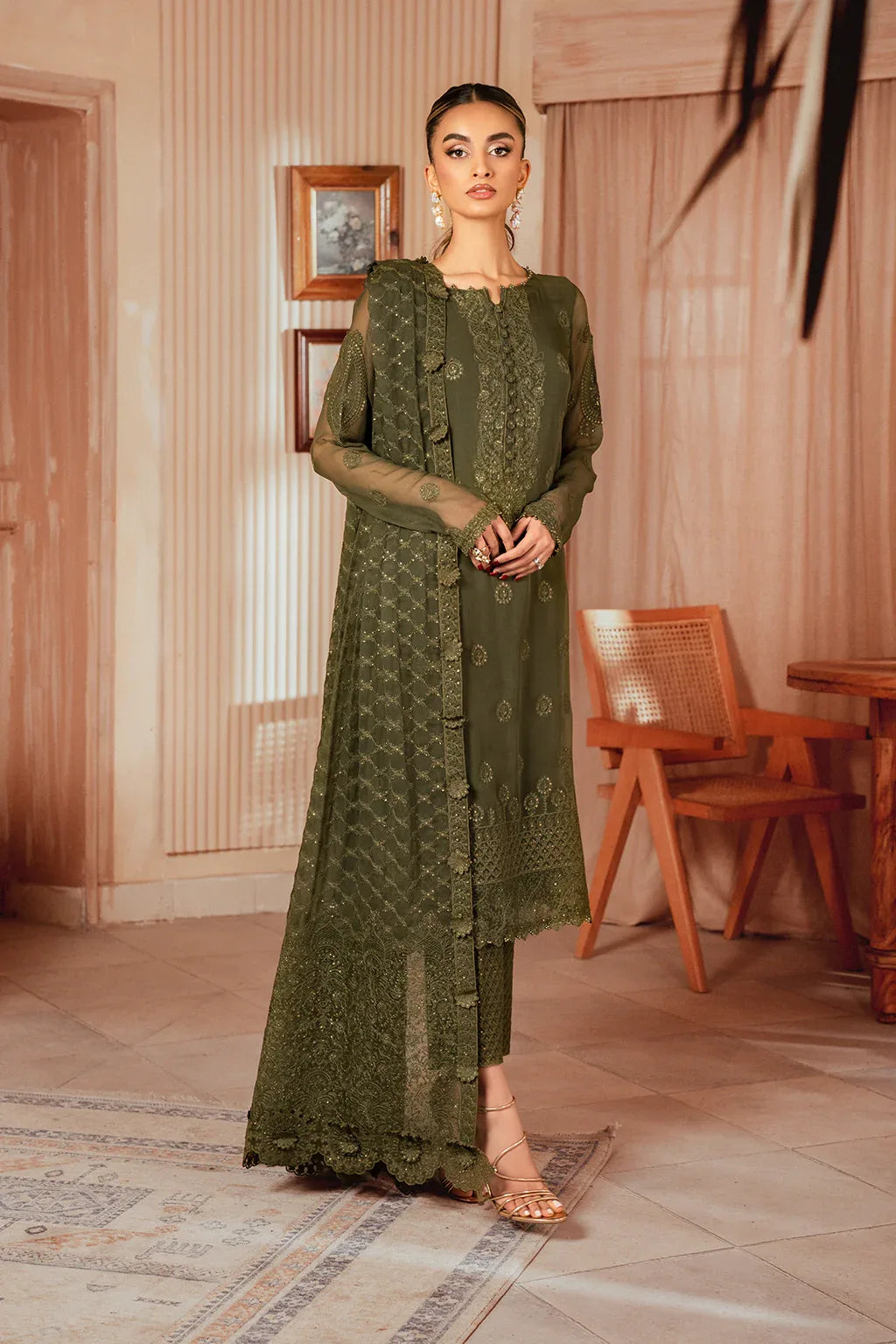 Iznik | Chiffonkari Formals | ICK-05 Embroidered Chiffon - Aqsa Fabrics