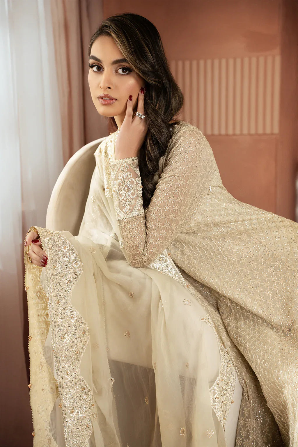 Iznik | Chiffonkari Formals | ICK-06 Embroidered Chiffon - Aqsa Fabrics