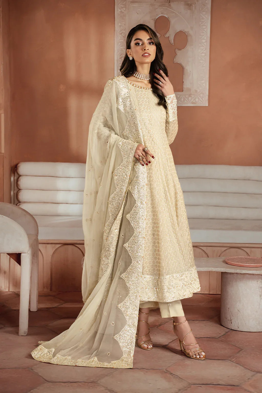 Iznik | Chiffonkari Formals | ICK-06 Embroidered Chiffon - Aqsa Fabrics