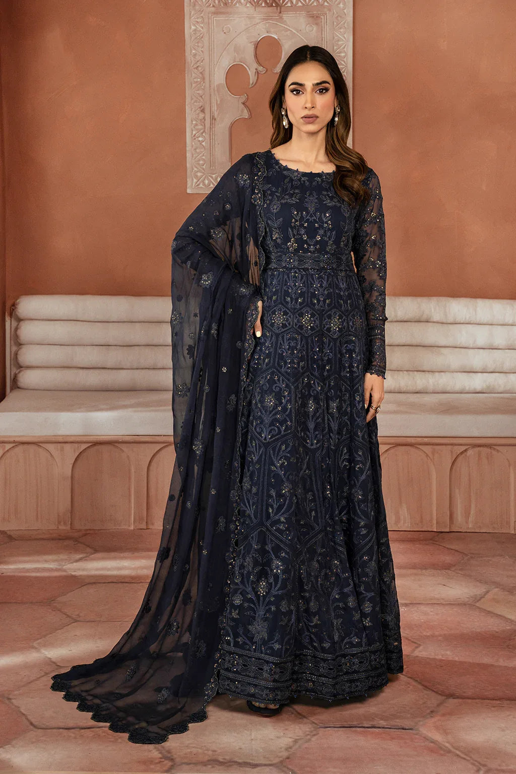 Iznik | Chiffonkari Formals | ICK-07 Embroidered Chiffon - Aqsa Fabrics